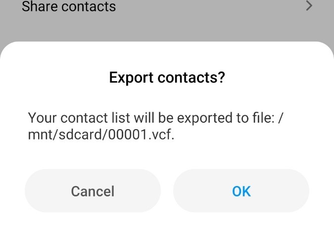 export contacts to sim in Android