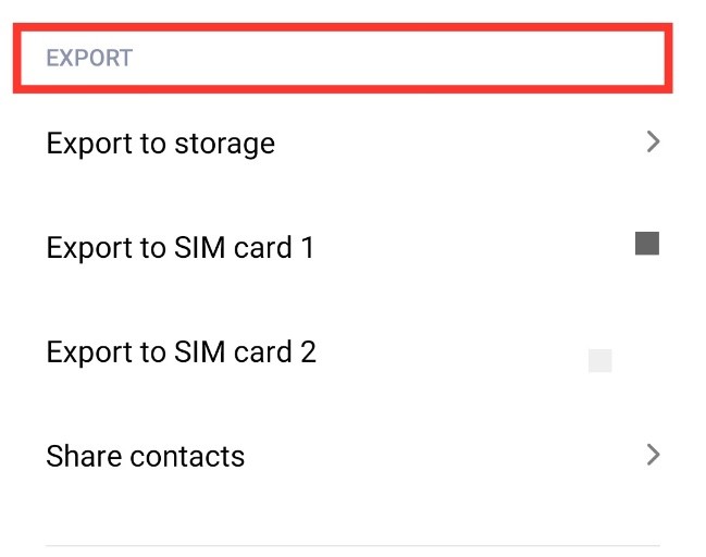 export contacts to sim on Android OS