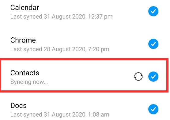 sync contacts on Android